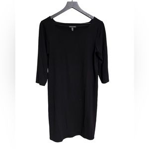 Eileen Fisher black square neck  3/4 length sleeves